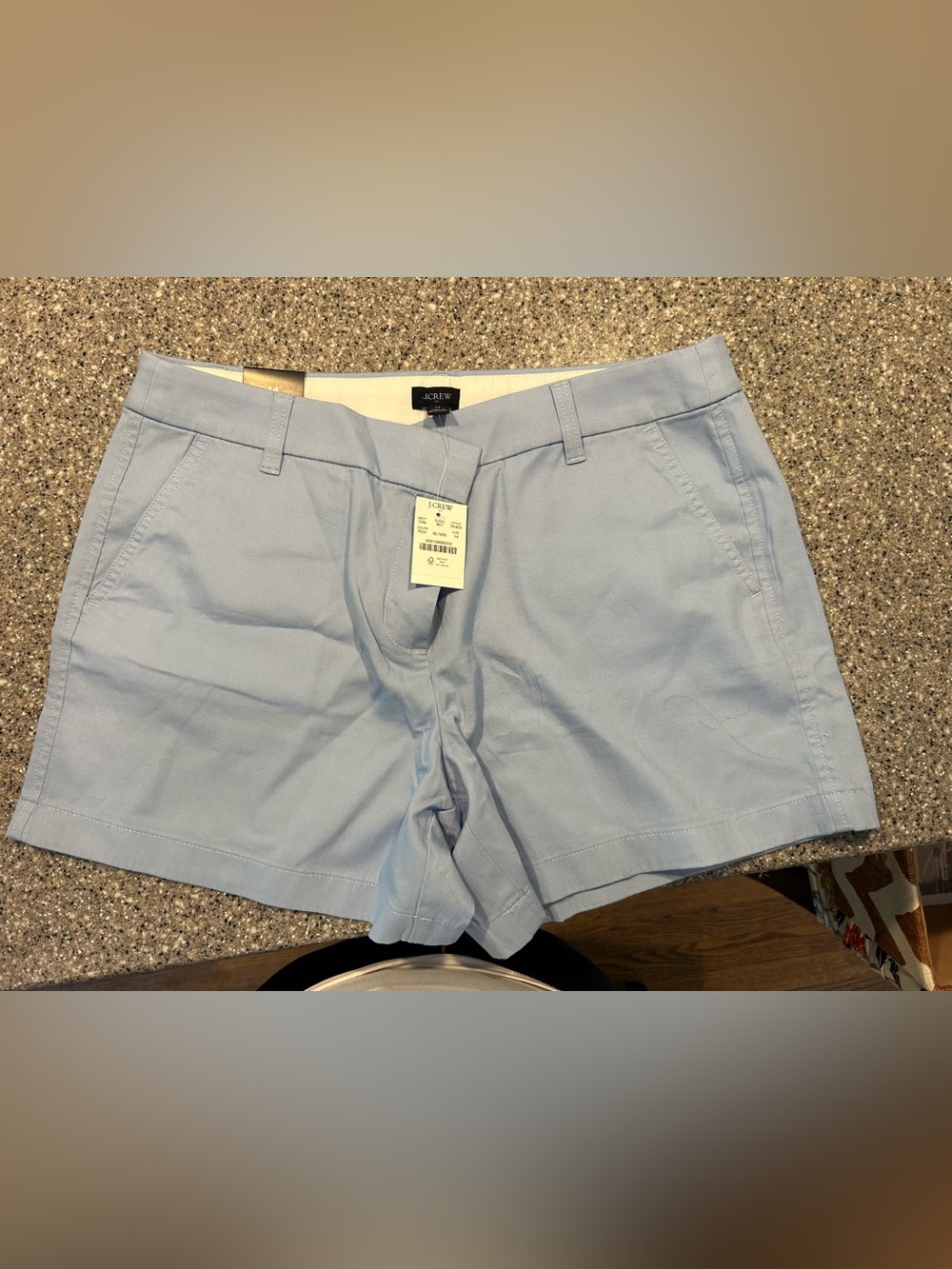 J. Crew Women’s Light Blue Cotton Chino Shorts, 5 inch and sea, size 14, New wit